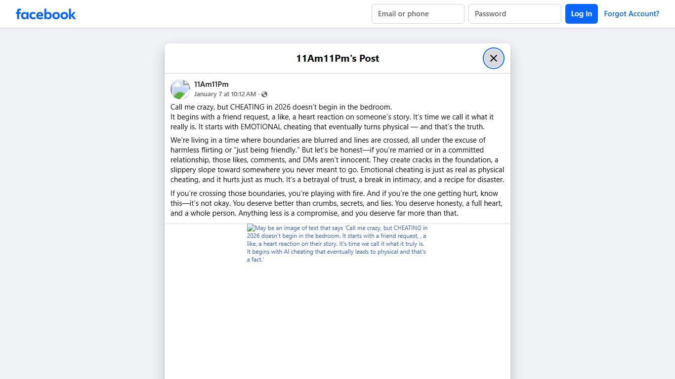 11Am11Pm - Call me crazy, but CHEATING in 2026 doesn’t... Facebook